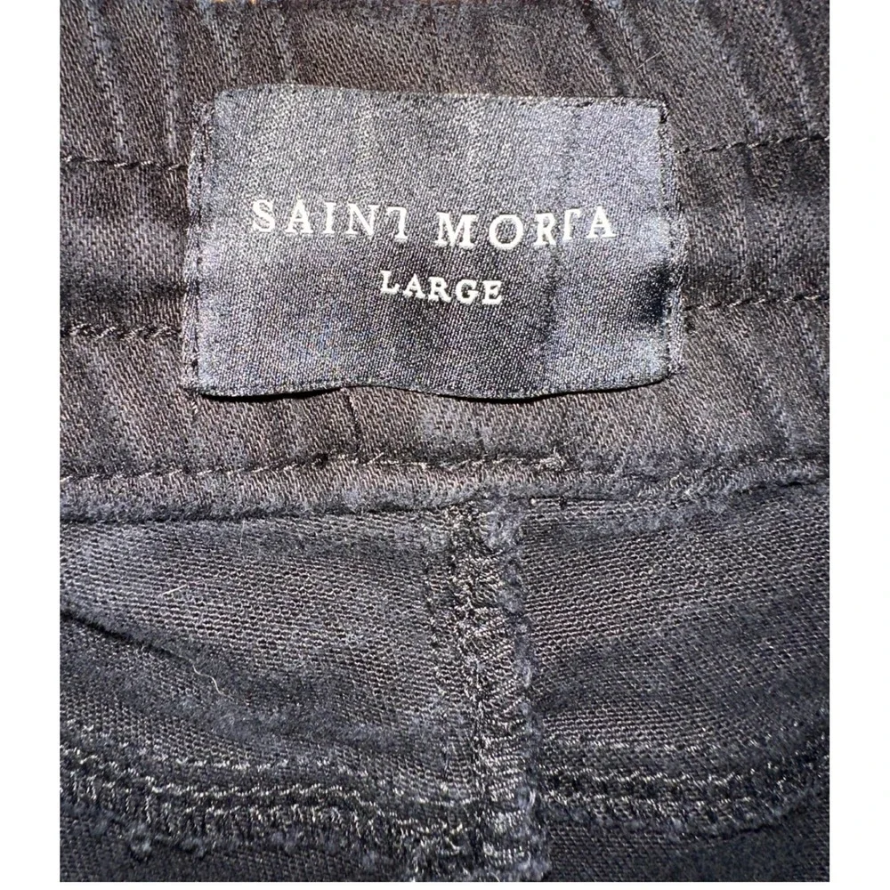 Saint Morta Black Red Green‎ Striped Distressed Denim Joggers Size Large